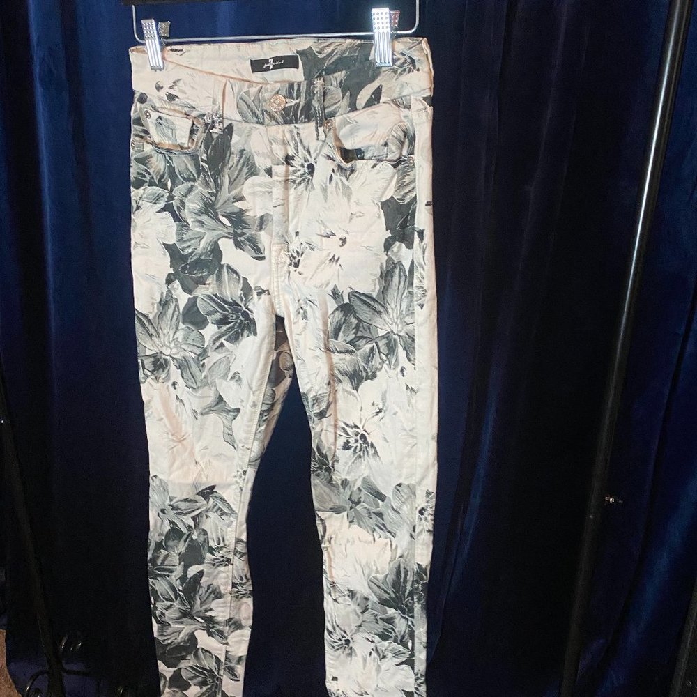 7 For All Mankind, floral print jeans, size 27